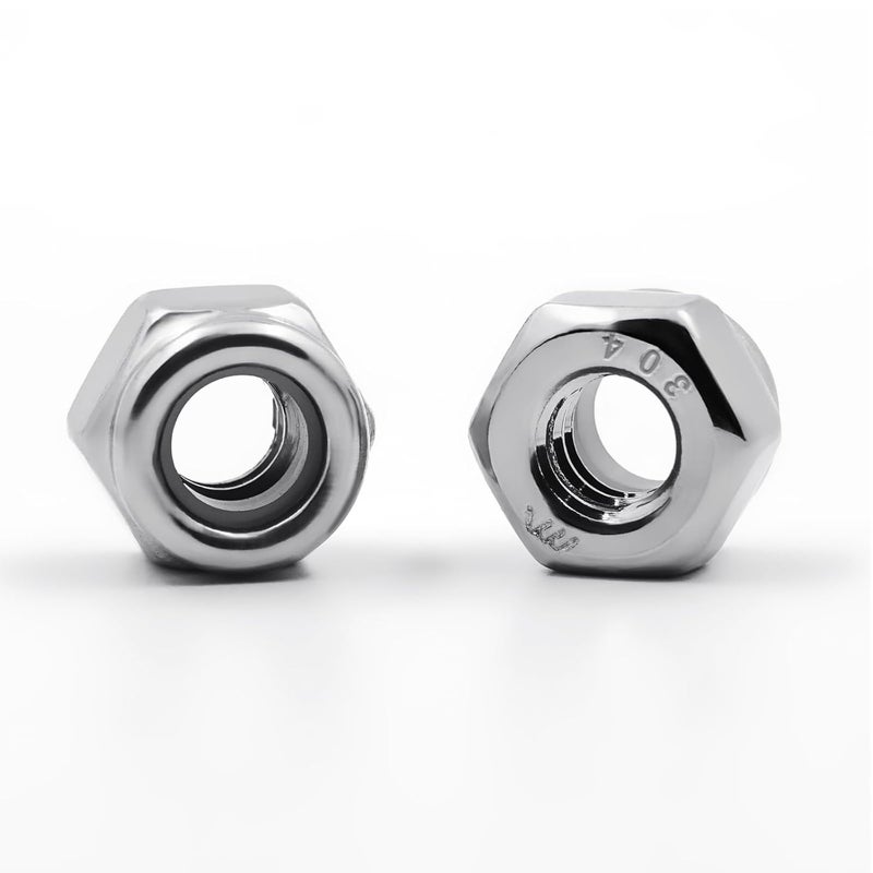 wegoup 1/4"-20 Stainless Steel Lock Nuts, 28 Pack A2-70 Nylon Insert Hex Nuts, Self-Locking 304 Stainless Steel Coarse Thread, Bright Finish - Image 1